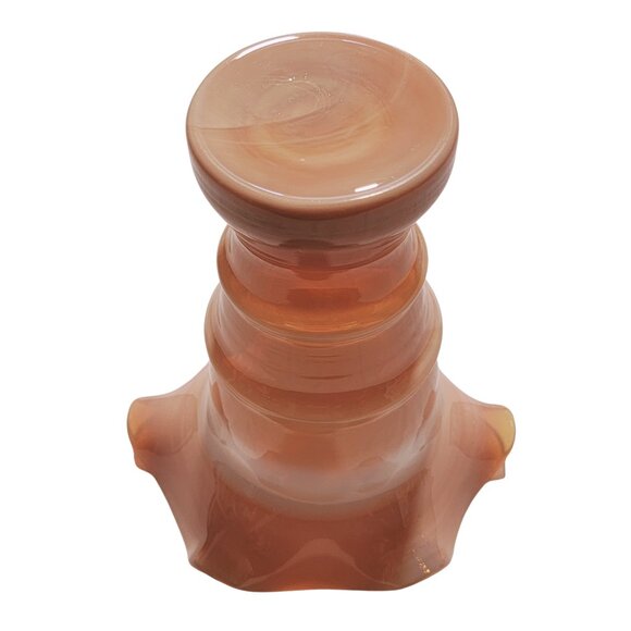 Vintage Altaglass Ruffled Peach & White Opalescent Vase - Excellent Condition - Picture 6 of 8